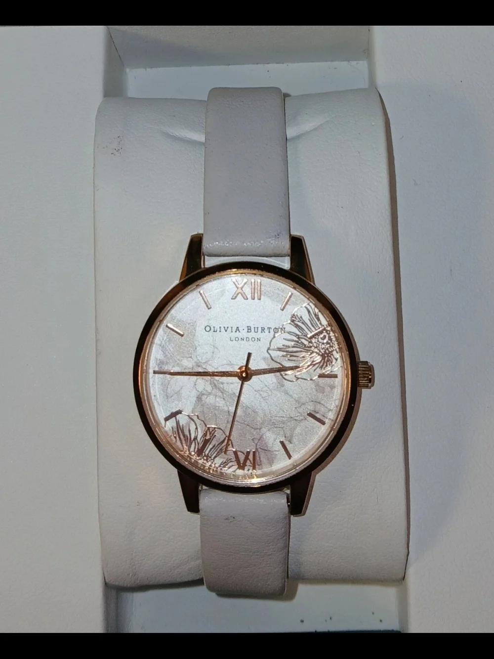 Olivia Burton Abstract Florals Watch With SilverWhite Tone Face & Grey Band 34mm